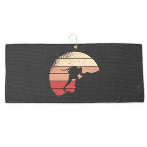 Mountain Climber Retro Sunset Large Microfiber Waffle Golf Towel