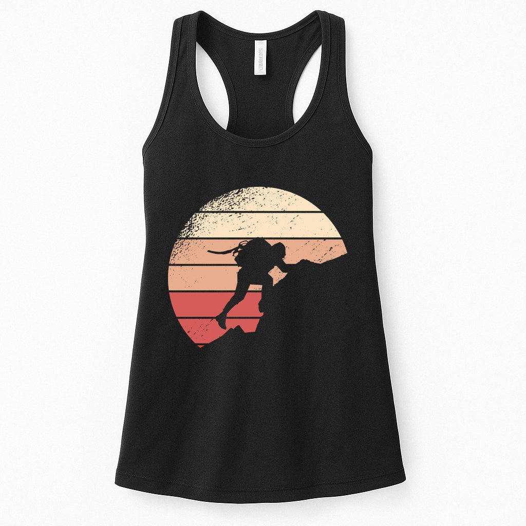 Mountain Climber Retro Sunset Womens Tank Top