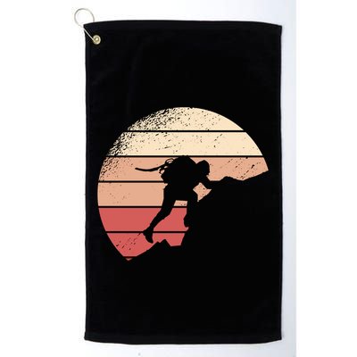 Mountain Climber Retro Sunset Golf Towel