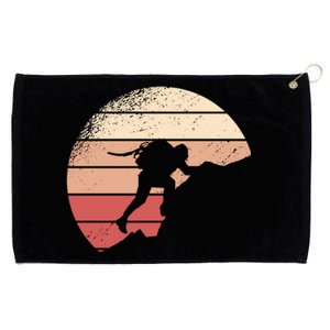 Mountain Climber Retro Sunset Grommeted Golf Towel