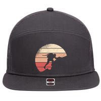Mountain Climber Retro Sunset 7 Panel Mesh Trucker Snapback Hat