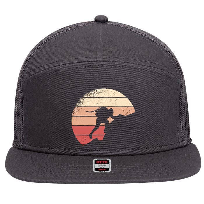 Mountain Climber Retro Sunset 7 Panel Mesh Trucker Snapback Hat