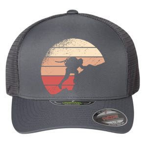 Mountain Climber Retro Sunset Flexfit Unipanel Trucker Cap