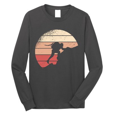 Mountain Climber Retro Sunset Long Sleeve Shirt