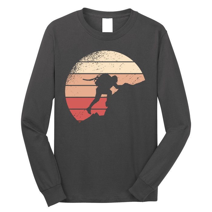 Mountain Climber Retro Sunset Long Sleeve Shirt