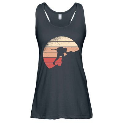 Mountain Climber Retro Sunset Ladies Essential Flowy Tank