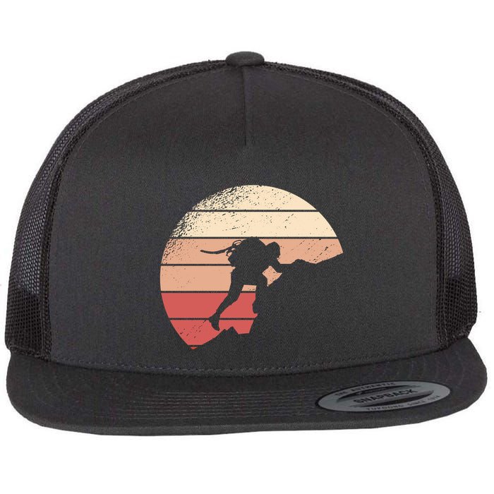 Mountain Climber Retro Sunset Flatbill Hat