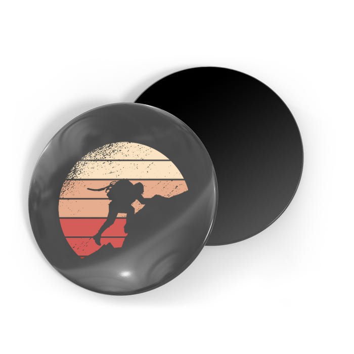 Mountain Climber Retro Sunset Magnet