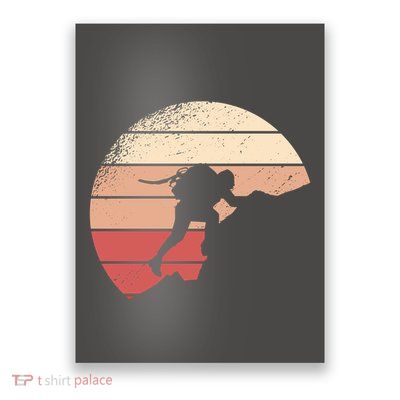 Mountain Climber Retro Sunset Poster