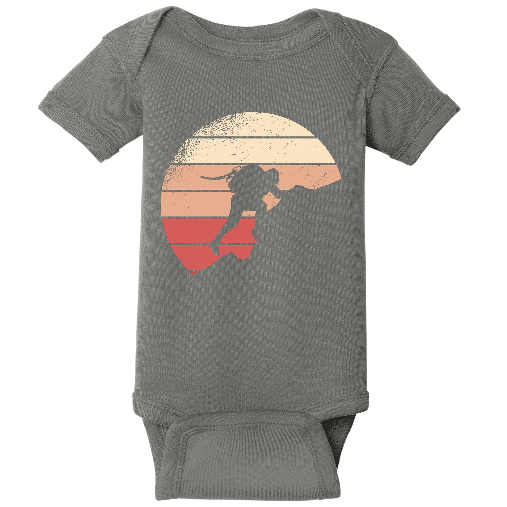 Mountain Climber Retro Sunset Baby Bodysuit