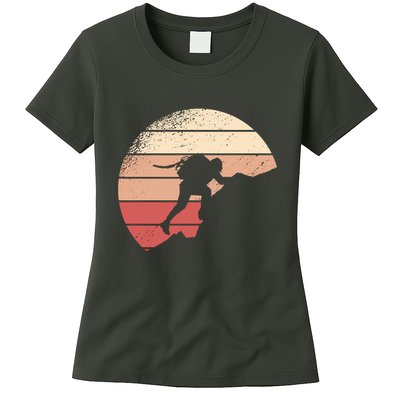 Mountain Climber Retro Sunset Womens T-Shirt