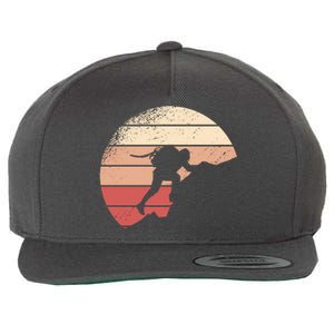 Mountain Climber Retro Sunset Wool Snapback Cap