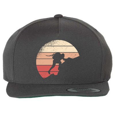 Mountain Climber Retro Sunset Wool Snapback Cap