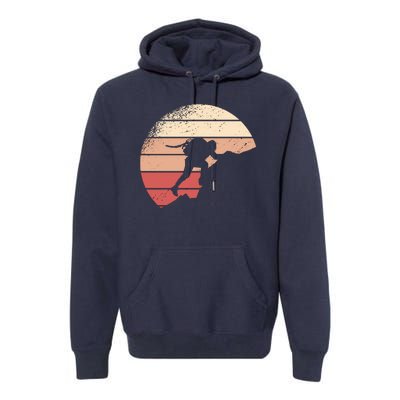 Mountain Climber Retro Sunset Premium Hoodie