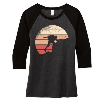 Mountain Climber Retro Sunset Women's Tri-Blend 3/4-Sleeve Raglan Shirt