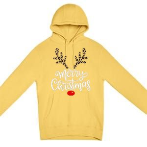 Merry Christmas Reindeer Red Nose Xmas Family Matching Premium Pullover Hoodie