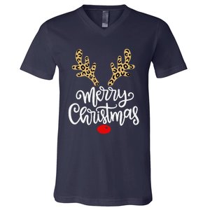 Merry Christmas Reindeer Red Nose Xmas Family Matching V-Neck T-Shirt