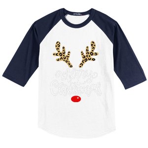 Merry Christmas Reindeer Red Nose Xmas Family Matching Baseball Sleeve Shirt