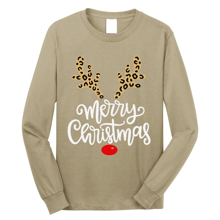 Merry Christmas Reindeer Red Nose Xmas Family Matching Long Sleeve Shirt