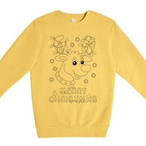 Merry Christmas Rendeer Fairy Lights Xmas Diy Coloring Premium Crewneck Sweatshirt