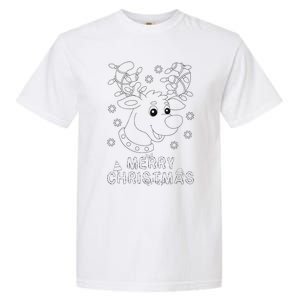 Merry Christmas Rendeer Fairy Lights Xmas Diy Coloring Garment-Dyed Heavyweight T-Shirt