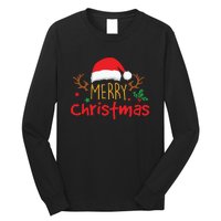 Merry Christmas Reindeer Christmas Hat, Ugly Christmas Sweater, Snow, Funny Christmas Long Sleeve Shirt