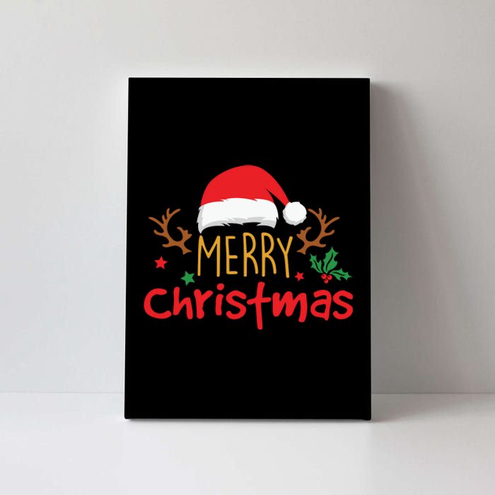 Merry Christmas Reindeer Christmas Hat, Ugly Christmas Sweater, Snow, Funny Christmas Canvas