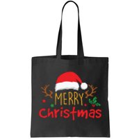 Merry Christmas Reindeer Christmas Hat, Ugly Christmas Sweater, Snow, Funny Christmas Tote Bag