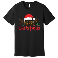 Merry Christmas Reindeer Christmas Hat, Ugly Christmas Sweater, Snow, Funny Christmas Premium T-Shirt