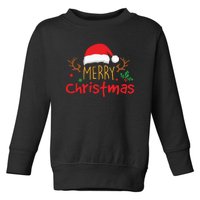 Merry Christmas Reindeer Christmas Hat, Ugly Christmas Sweater, Snow, Funny Christmas Toddler Sweatshirt