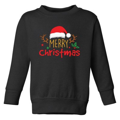 Merry Christmas Reindeer Christmas Hat, Ugly Christmas Sweater, Snow, Funny Christmas Toddler Sweatshirt