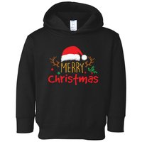 Merry Christmas Reindeer Christmas Hat, Ugly Christmas Sweater, Snow, Funny Christmas Toddler Hoodie