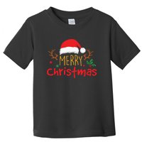 Merry Christmas Reindeer Christmas Hat, Ugly Christmas Sweater, Snow, Funny Christmas Toddler T-Shirt