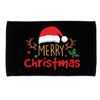 Merry Christmas Reindeer Christmas Hat, Ugly Christmas Sweater, Snow, Funny Christmas Microfiber Hand Towel