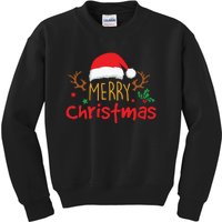 Merry Christmas Reindeer Christmas Hat, Ugly Christmas Sweater, Snow, Funny Christmas Kids Sweatshirt