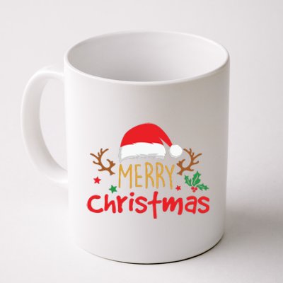 Merry Christmas Reindeer Christmas Hat, Ugly Christmas Sweater, Snow, Funny Christmas Coffee Mug