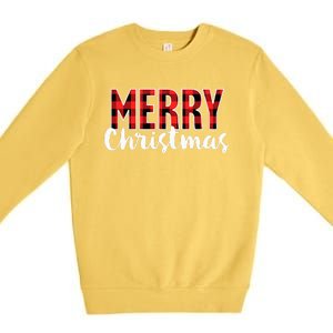 Merry Christmas  Red Buffalo Plaid Xmas  Premium Crewneck Sweatshirt