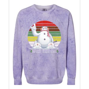 Merry Christmas Retro Snowman Colorblast Crewneck Sweatshirt