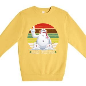 Merry Christmas Retro Snowman Premium Crewneck Sweatshirt