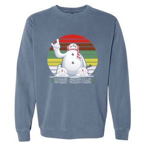 Merry Christmas Retro Snowman Garment-Dyed Sweatshirt