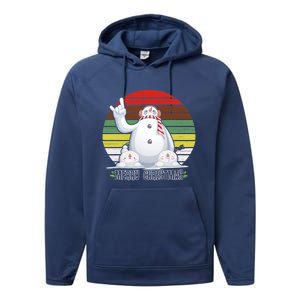 Merry Christmas Retro Snowman Performance Fleece Hoodie