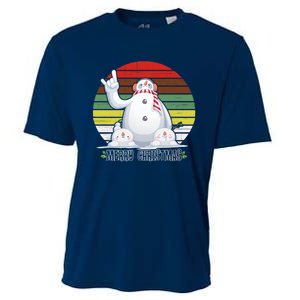 Merry Christmas Retro Snowman Cooling Performance Crew T-Shirt