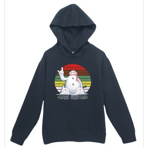 Merry Christmas Retro Snowman Urban Pullover Hoodie