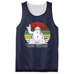 Merry Christmas Retro Snowman Mesh Reversible Basketball Jersey Tank