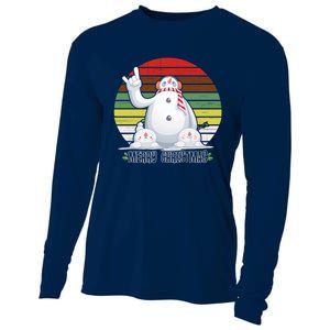 Merry Christmas Retro Snowman Cooling Performance Long Sleeve Crew