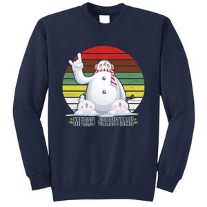 Merry Christmas Retro Snowman Tall Sweatshirt