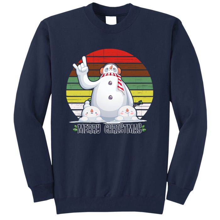 Merry Christmas Retro Snowman Tall Sweatshirt