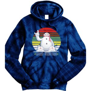 Merry Christmas Retro Snowman Tie Dye Hoodie