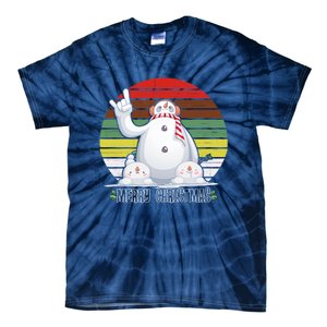 Merry Christmas Retro Snowman Tie-Dye T-Shirt