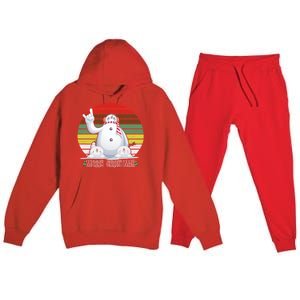 Merry Christmas Retro Snowman Premium Hooded Sweatsuit Set